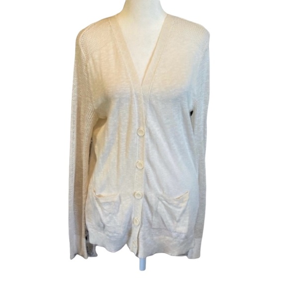 Lucky Brand Sweaters - Lucky Brand ivory cardigan. Size L. Lightweight button down with pockets.